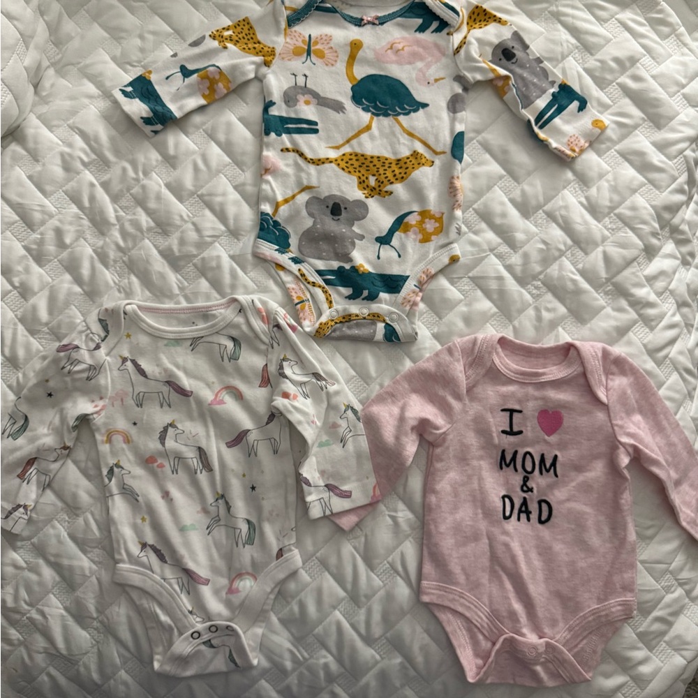 Kids One Piece Set - Animal and Unicorn Prints 3 pieces